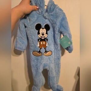 Disney Blue Mickey Mouse Fleece Footie